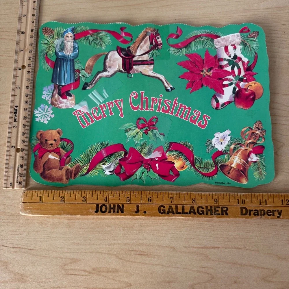 Vintage Eureka & Personality Bears Cardboard Die-Cut Christmas Decoration Lot